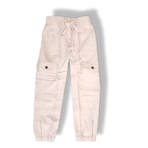 J. Crew Cargo Pants Linen Blend Ivory Zip Hem Split Size 00